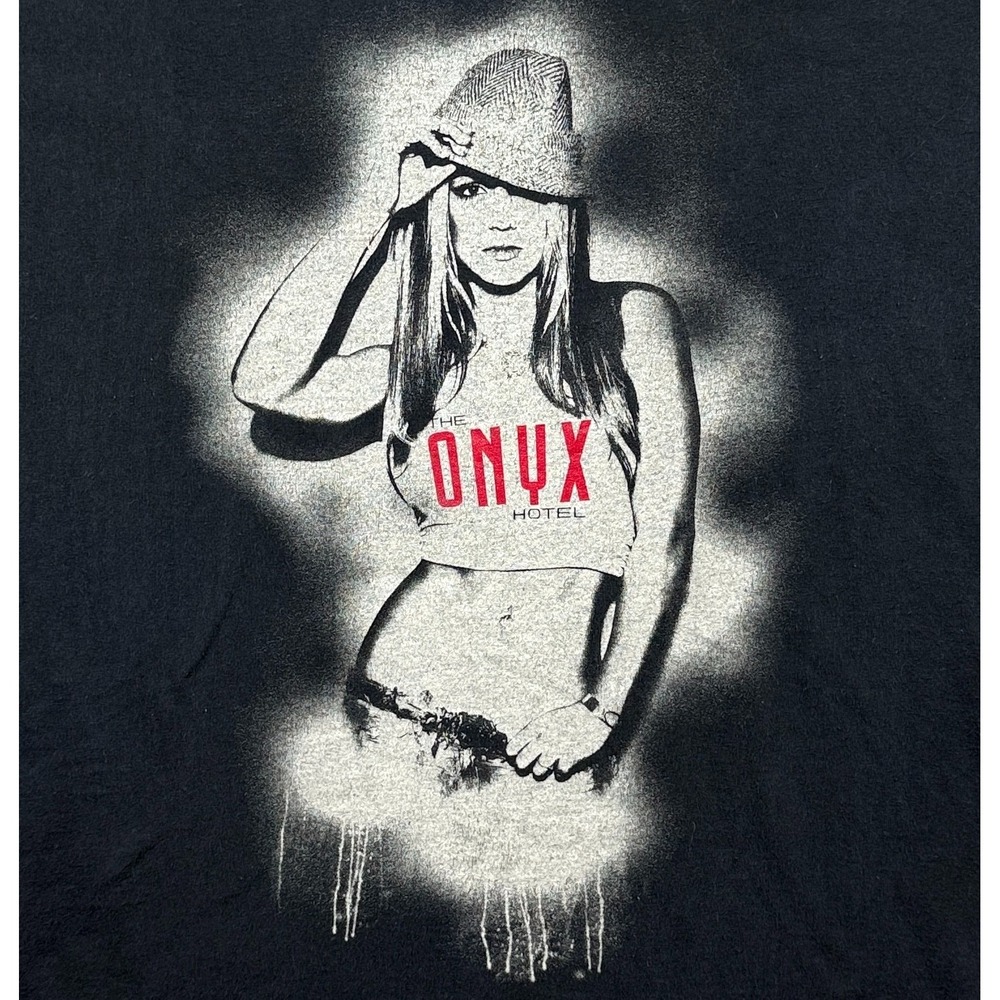 Vintage Britney Spears Mens Medium The Onyx Hotel Tour 2004 Dance Tee Y2K Black - Picture 3 of 8